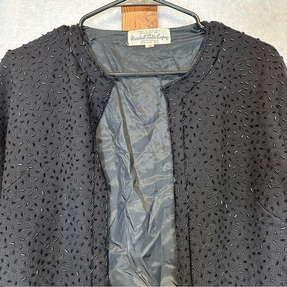Vintage Marshall Field & Company 100%‎ Wool Black Beaded Blazer Jacket Size 38 - Picture 2 of 10